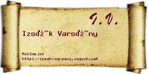 Izsák Varsány névjegykártya
